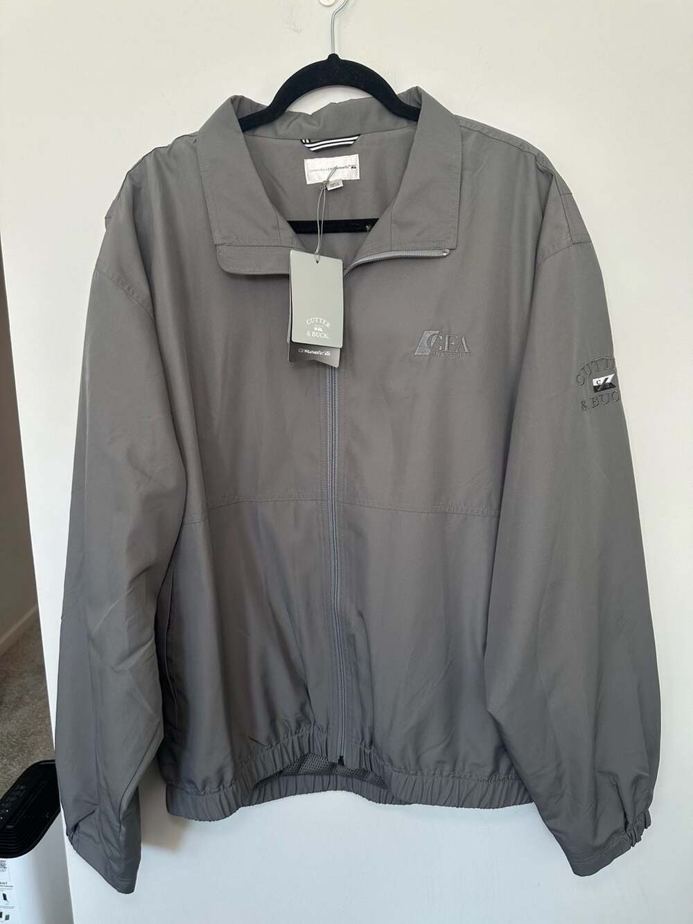 Cutter & Buck CB WeatherTEC CFA Institute Embroidered Grey Full Zip Jacket XL